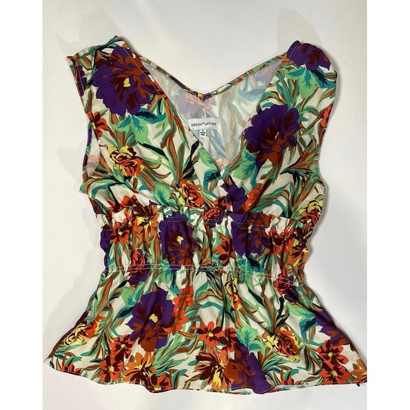Gibson Latimer Floral blouse top size Small - Picture 1 of 5